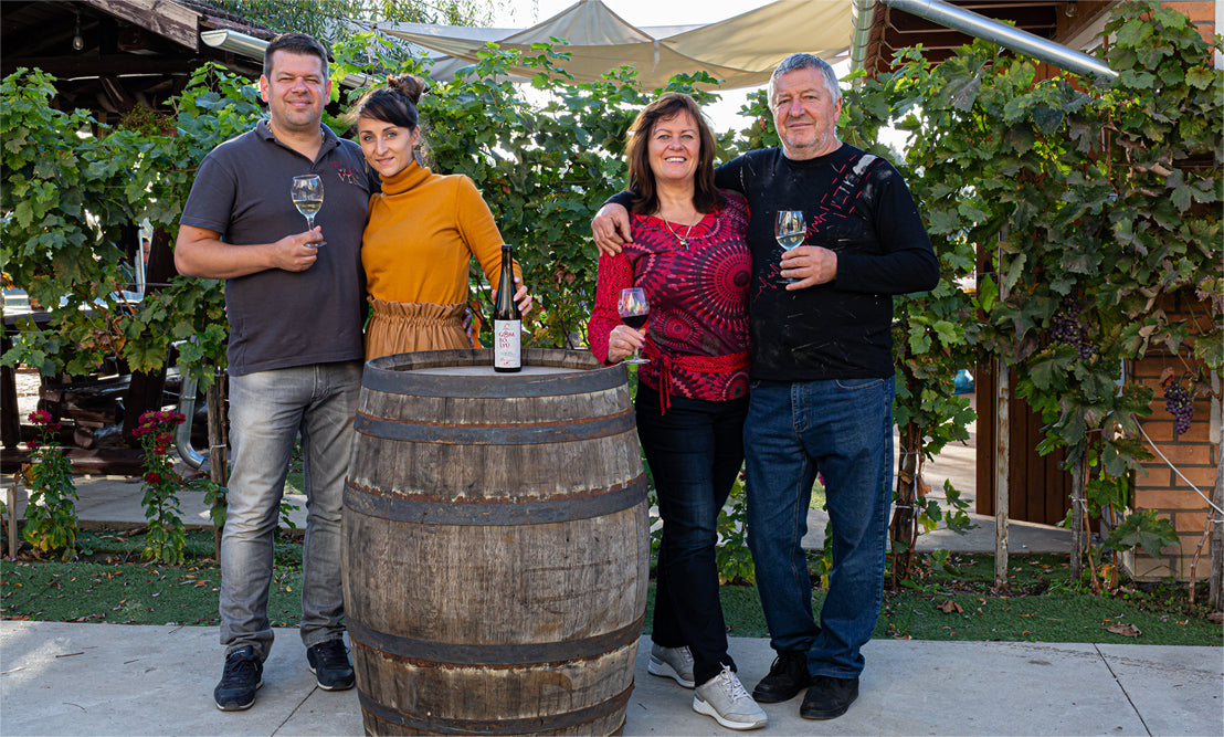 The Berger family at their wine cellar