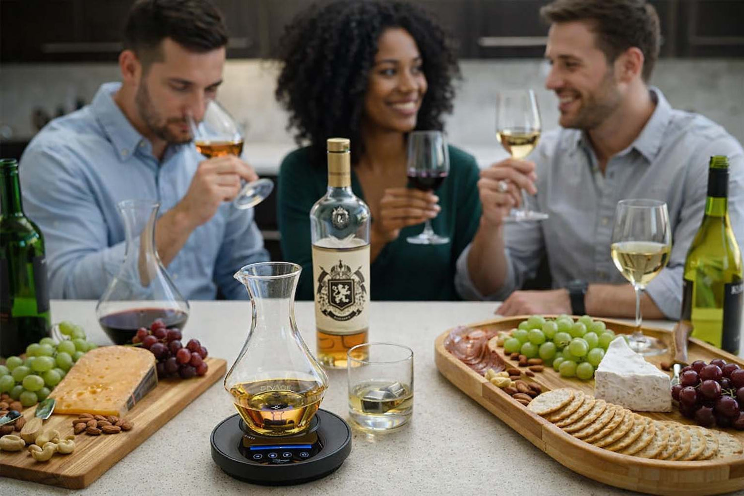 Friends tasting wine together